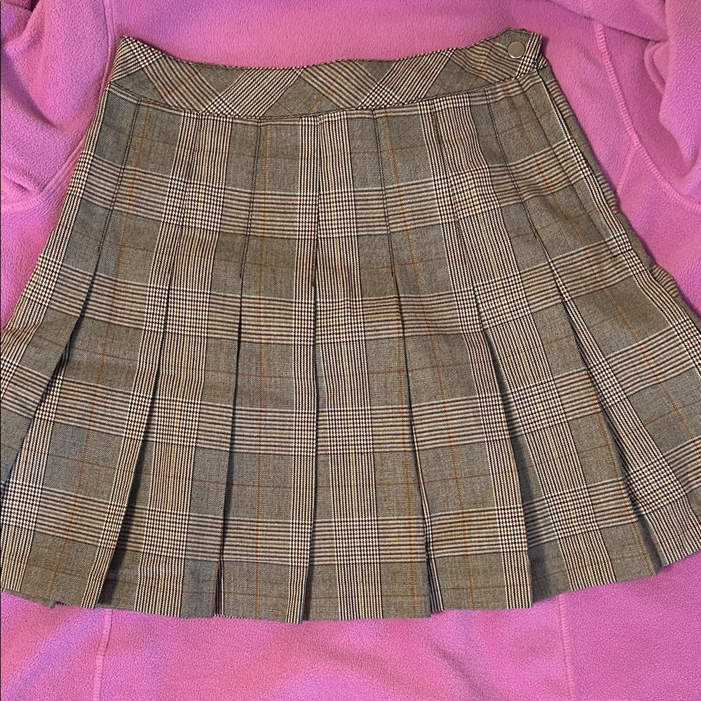 H&M Brown Plaid A-Line Skirt